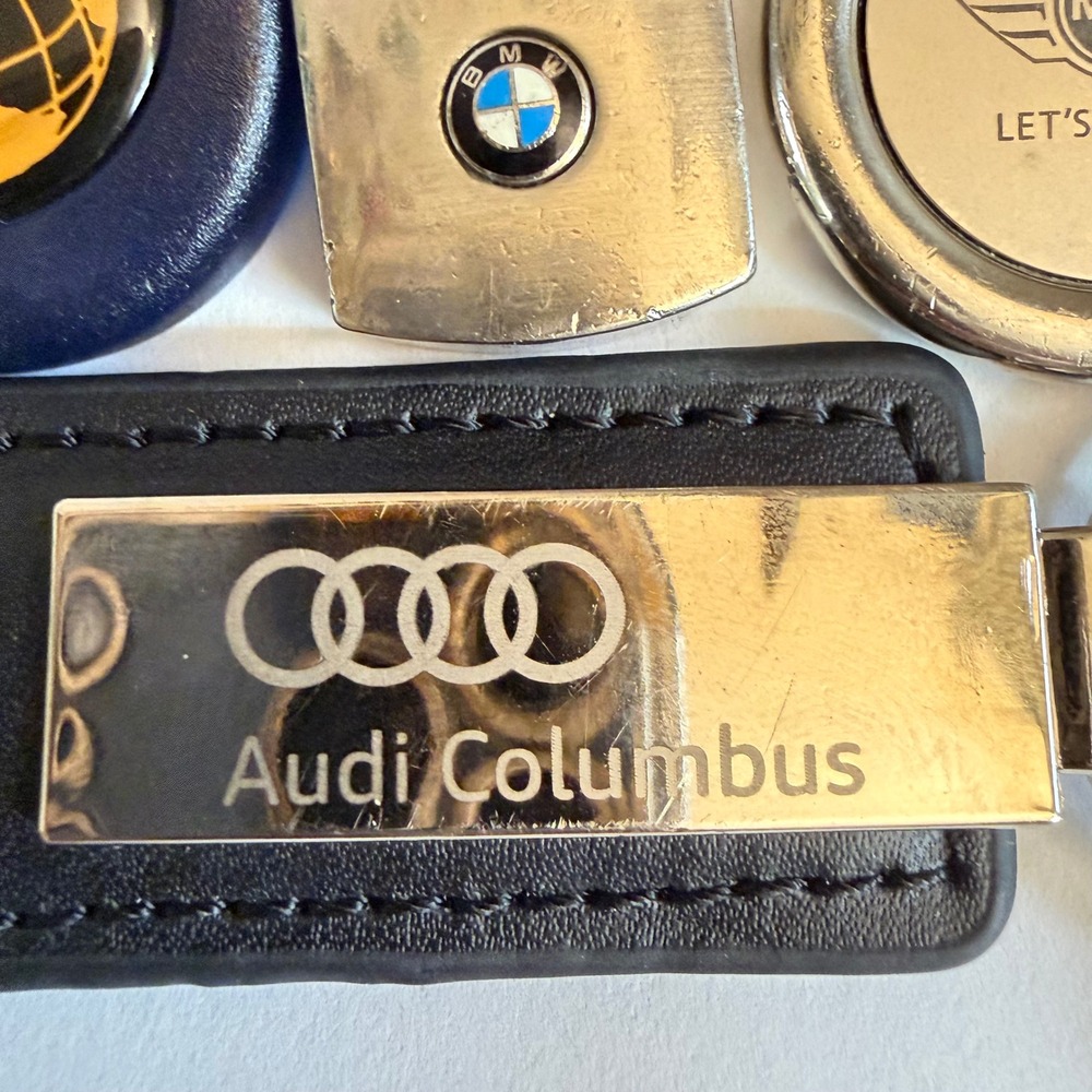 Vintage Automotive Keychain Lot Audi BMW MINI KIA Dealership Fobs Silver Pendant - Picture 4 of 8